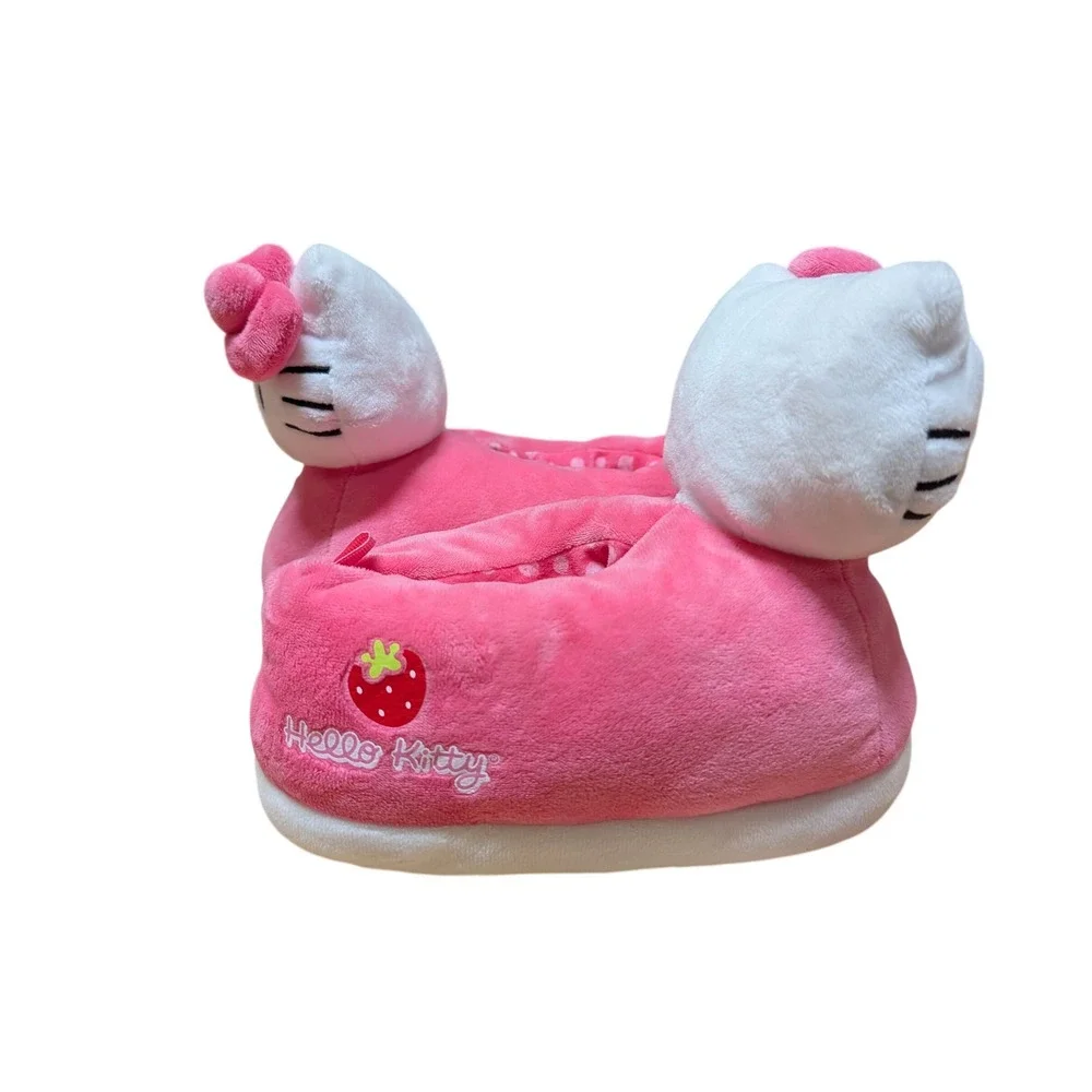 Hello Kitty Plush Slippers Kids 13/1 Pink Strawberry Light Up Bow Excellent